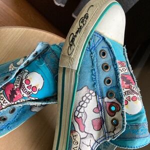 Rare size and color Ed Hardy slip on sneakers!